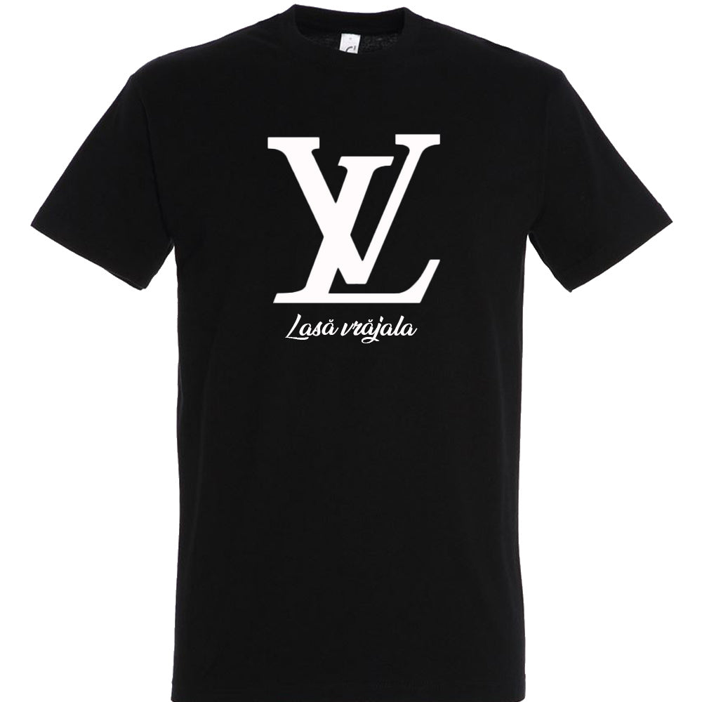 Tricou Negru Personalizat cu Mesaj Amuzant – Model „Lasă Vrăjala” – Cadoul Perfect pentru El/Ea