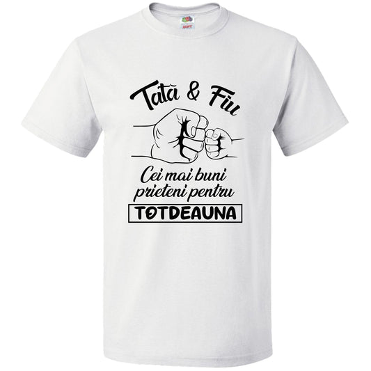 Tricou Alb Tată & Fiu - "Cei Mai Buni Prieteni Pentru Totdeauna" – Cadoul Ideal